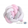 Geflochtene Bettschlange für Babybett - weiß-grau-pink My Sweet Baby