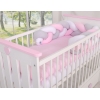 Geflochtene Bettschlange für Babybett - weiß-grau-pink My Sweet Baby