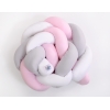 Geflochtene Bettschlange für Babybett - weiß-grau-pink My Sweet Baby