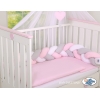 Geflochtene Bettschlange für Babybett - weiß-grau-pink My Sweet Baby