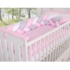 Geflochtene Bettschlange für Babybett - weiß-grau-pink My Sweet Baby