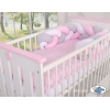 Geflochtene Bettschlange für Babybett - weiß-grau-pink My Sweet Baby