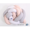 20 cm Hoch Geflochtene Bettschlange für Babybett - weiß-grau-pudderrosapink