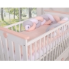 20 cm Hoch Geflochtene Bettschlange für Babybett - weiß-grau-pudderrosapink