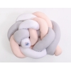20 cm Hoch Geflochtene Bettschlange für Babybett - weiß-grau-pudderrosapink