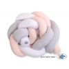 20 cm Hoch Geflochtene Bettschlange für Babybett - weiß-grau-pudderrosapink