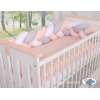 20 cm Hoch Geflochtene Bettschlange für Babybett - weiß-grau-pudderrosapink