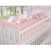 20 cm Hoch Geflochtene Bettschlange für Babybett - weiß-grau-pudderrosapink