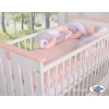 20 cm Hoch Geflochtene Bettschlange für Babybett - weiß-grau-pudderrosapink