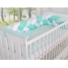 Extra hoch Geflochtene Bettschlange für Babybett - weiß-minze