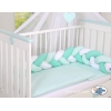 Extra hoch Geflochtene Bettschlange für Babybett - weiß-minze