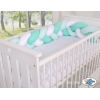 Extra hoch Geflochtene Bettschlange für Babybett - weiß-minze