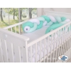 Extra hoch Geflochtene Bettschlange für Babybett - weiß-minze