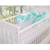 Extra hoch Geflochtene Bettschlange für Babybett - weiß-minze