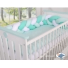 Extra hoch Geflochtene Bettschlange für Babybett - weiß-minze