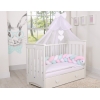 Geflochtene Bettschlange Zopf für Babybett - weiß-rosa-minze