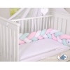 Geflochtene Bettschlange Zopf für Babybett - weiß-rosa-minze