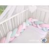 Geflochtene Bettschlange Zopf für Babybett - weiß-rosa-minze