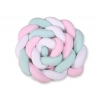 Geflochtene Bettschlange für Babybett XXL Bettumrandung -  weiß-rosa-minze extra lang