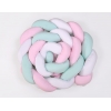 Geflochtene Bettschlange für Babybett XXL Bettumrandung -  weiß-rosa-minze extra lang