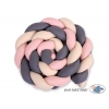 Bettverkleinerung Geflochtene Bettschlange für Babybett XXL - beige-anthrazit-altrosa