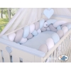 Geflochtene Bettschlange für Babybett XXL Extra groß - weiß - grau - blau