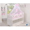 Bettschlange Geflochten Bettumrandung für Babybett XXL Extra groß - weiß - grau-rosa