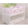 Bettschlange Geflochten Bettumrandung für Babybett XXL Extra groß - weiß - grau-rosa