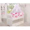 3.6m Knotenschlange Geflochtene Bettschlange für Babybett XXL Extra lang - weiß - dunkelrosa-rosa