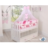 3.6m Knotenschlange Geflochtene Bettschlange für Babybett XXL Extra lang - weiß - dunkelrosa-rosa