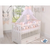 Geflochtene Bettumrandung für Babybett XXL Extra lang - weiß-grau - pudderrosa
