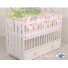 Geflochtene Bettumrandung für Babybett XXL Extra lang - weiß-grau - pudderrosa