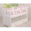 Geflochtene Bettumrandung für Babybett XXL Extra lang - weiß-grau - pudderrosa