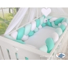 Geflochtene Bettschlange für Babybett XXL Extra lang - weiß - minze