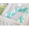 Geflochtene Bettschlange für Babybett XXL Extra lang - weiß - minze
