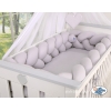 Geflochtene Bettschlange für Babybett Bettumrandung XXL - grau