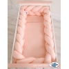 Geflochtene Stoßfänger für Babybett XXL - puderrosa