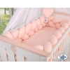 Geflochtene Stoßfänger für Babybett XXL - puderrosa