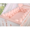 Geflochtene Stoßfänger für Babybett XXL - puderrosa