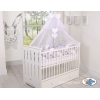 3,6m Geflochtene Bettschlange für Babybett XXL - weiß - grau Extra hoch