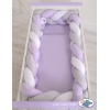 Geflochtene Bettschlange für Babybett XXL - weiß - grau - lila 20 cm Hoch 3,6m