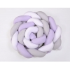 Geflochtene Bettschlange für Babybett XXL - weiß - grau - lila 20 cm Hoch 3,6m