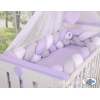 Geflochtene Bettschlange für Babybett XXL - weiß - grau - lila 20 cm Hoch 3,6m