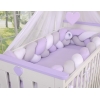 Geflochtene Bettschlange für Babybett XXL - weiß - grau - lila 20 cm Hoch 3,6m