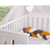 Geflochtene Bettumrandung Bettschlange für Babybett - weiß-honiggelb-anthrazit