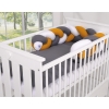 Geflochtene Bettumrandung Bettschlange für Babybett - weiß-honiggelb-anthrazit