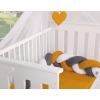 Geflochtene Bettumrandung Bettschlange für Babybett - weiß-honiggelb-anthrazit