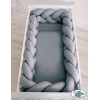 Geflochtene Kopfschutz Bettschlange für Babybett XXL - anthrazit grau