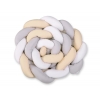 Geflochtene Kopfschutz Bettschlange für Babybett XXL - weiß-grau-beige