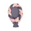 Geflochtenes Babynestchen 2 in 1 Bettumrandung - beige-altrosa-anthrazit